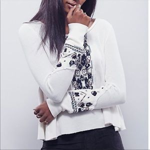 Free People Marion Embroidered Thermal Swing Top
